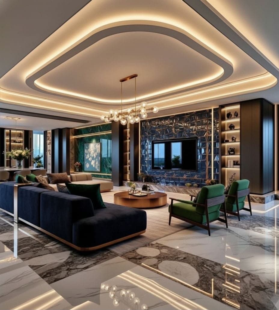 Emerald-Accent Designer Lounge