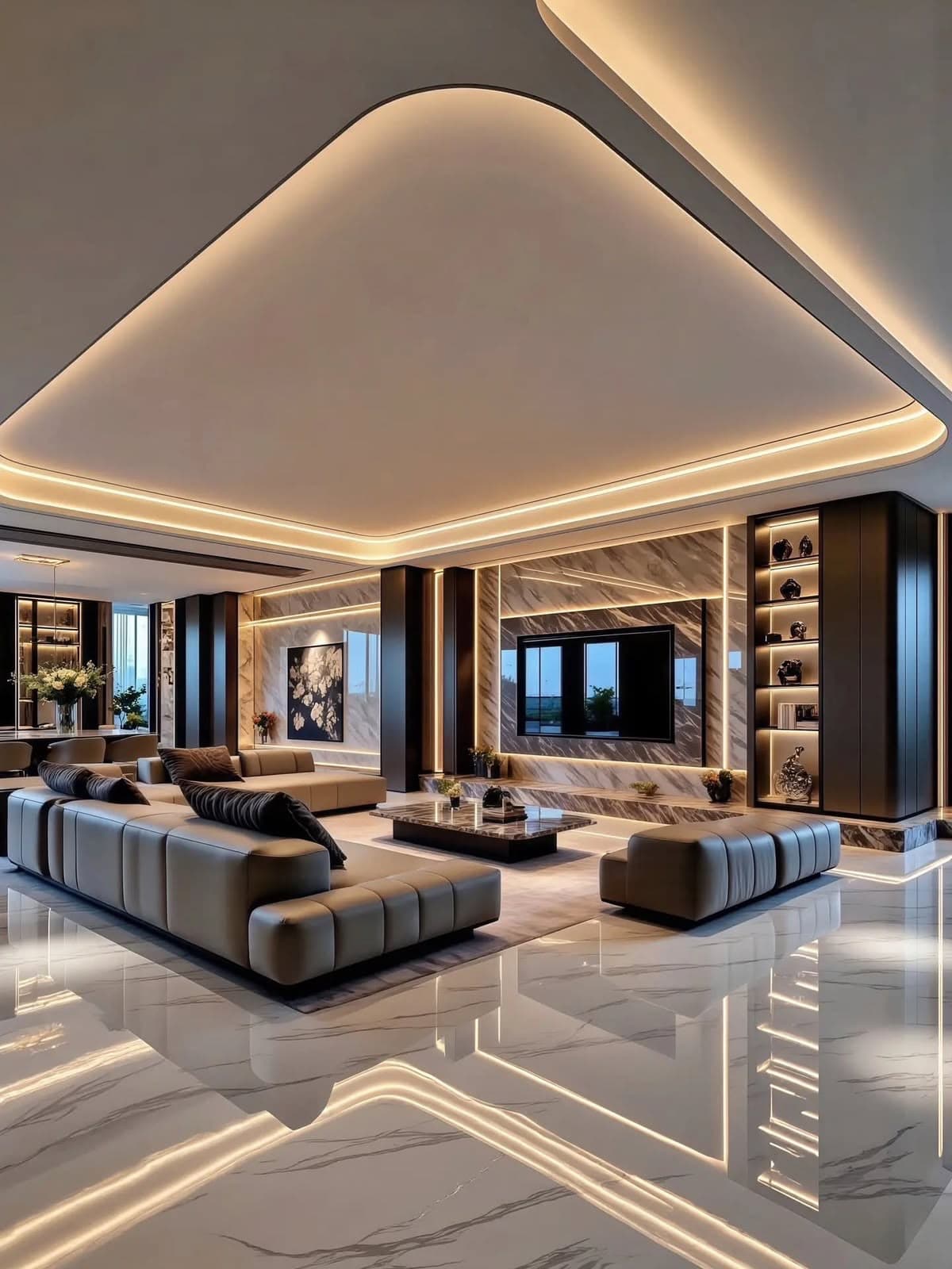 Modern Marble Media Lounge
