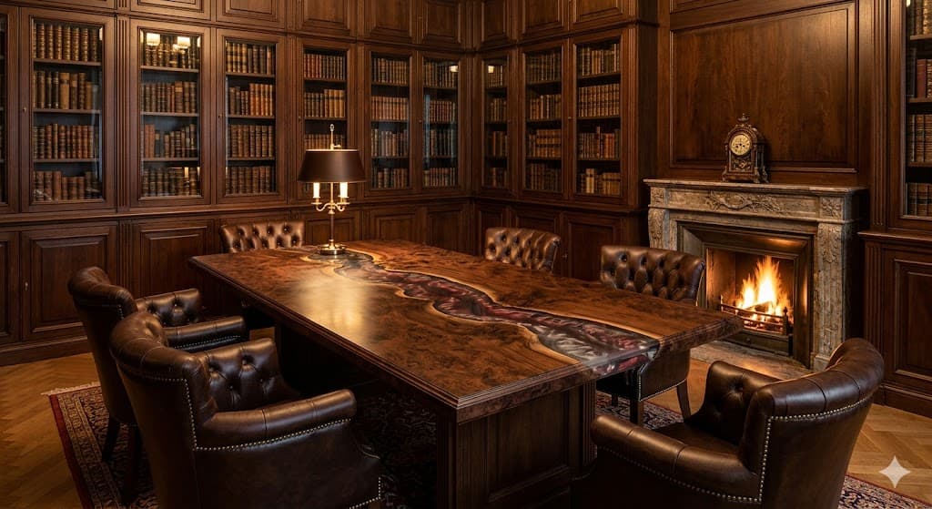 Library Burlwood Epoxy Table