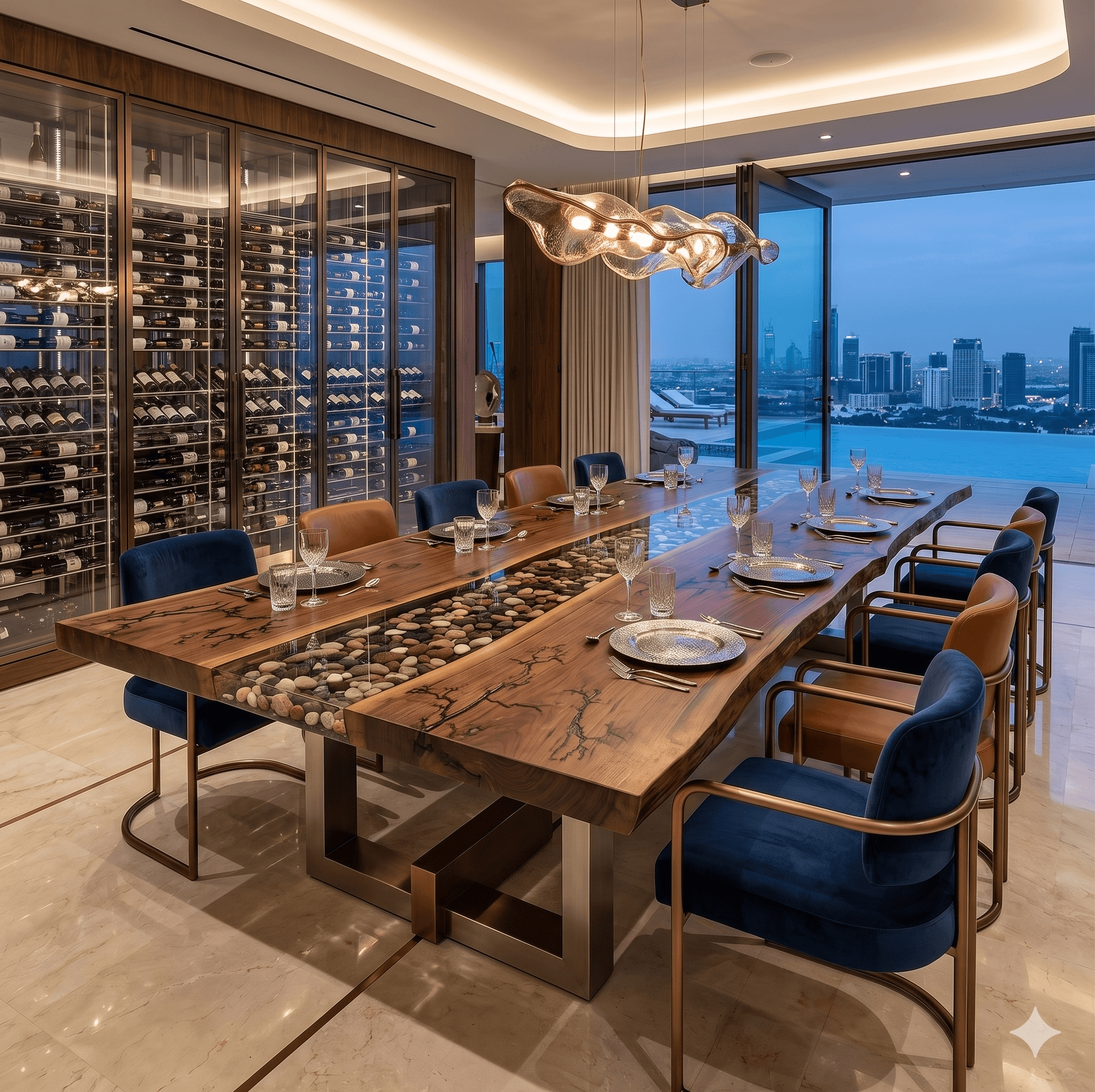 Pebble River Walnut Tables