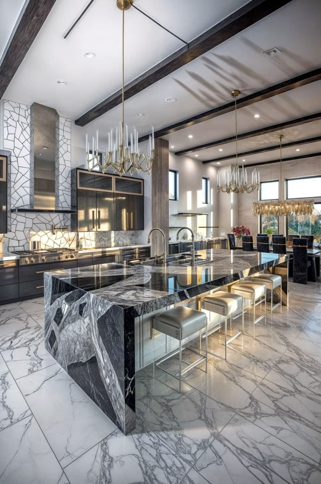 Stone Island & Exposed Beams Kitchen
