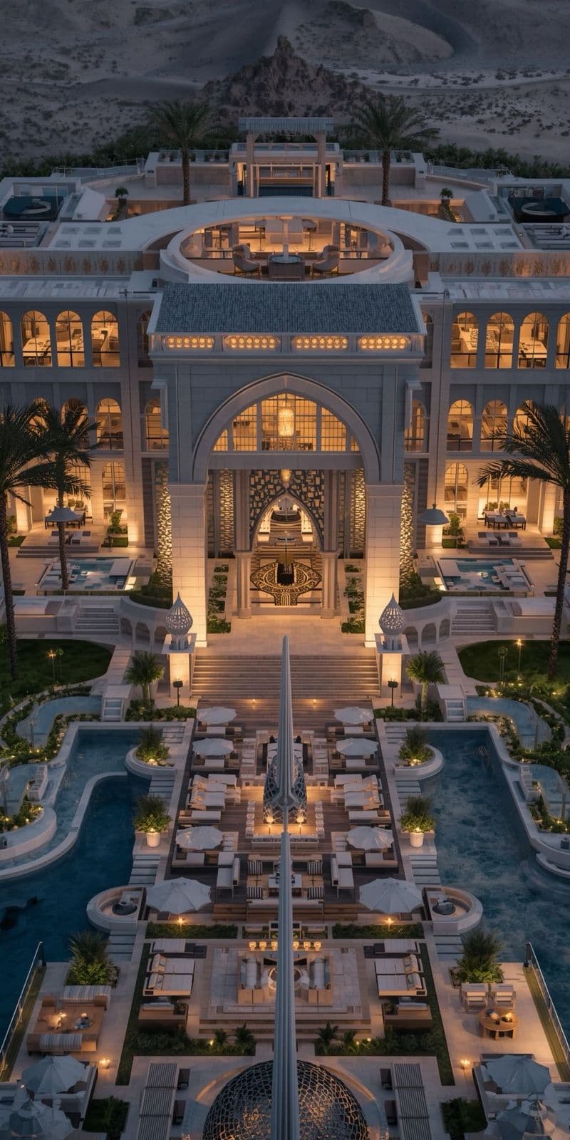 Desert Palace with Twin Pools