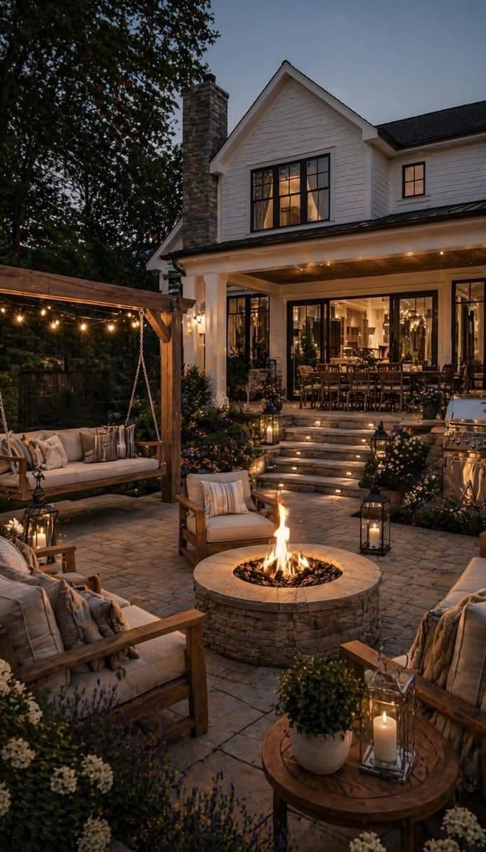 Farmhouse Firepit Patio Residence