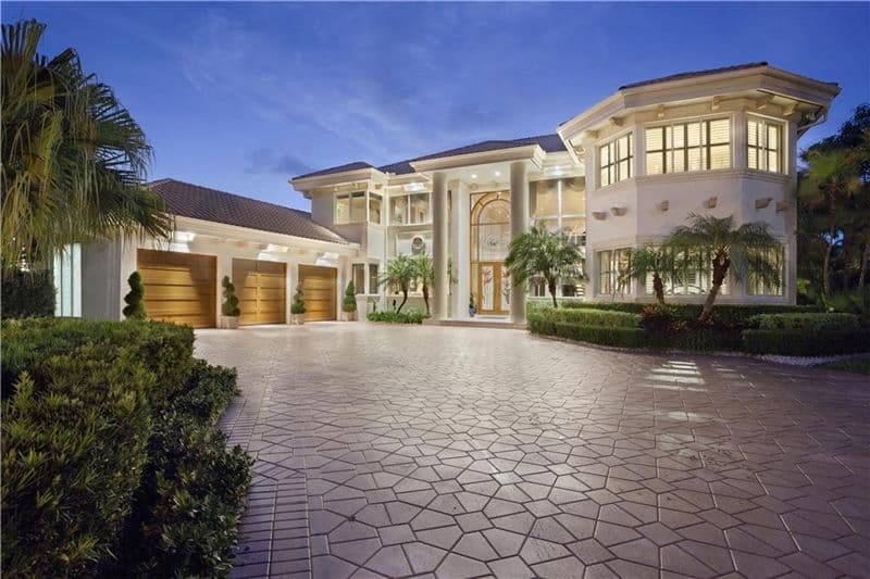 White Mansion with Hex Paver Drive