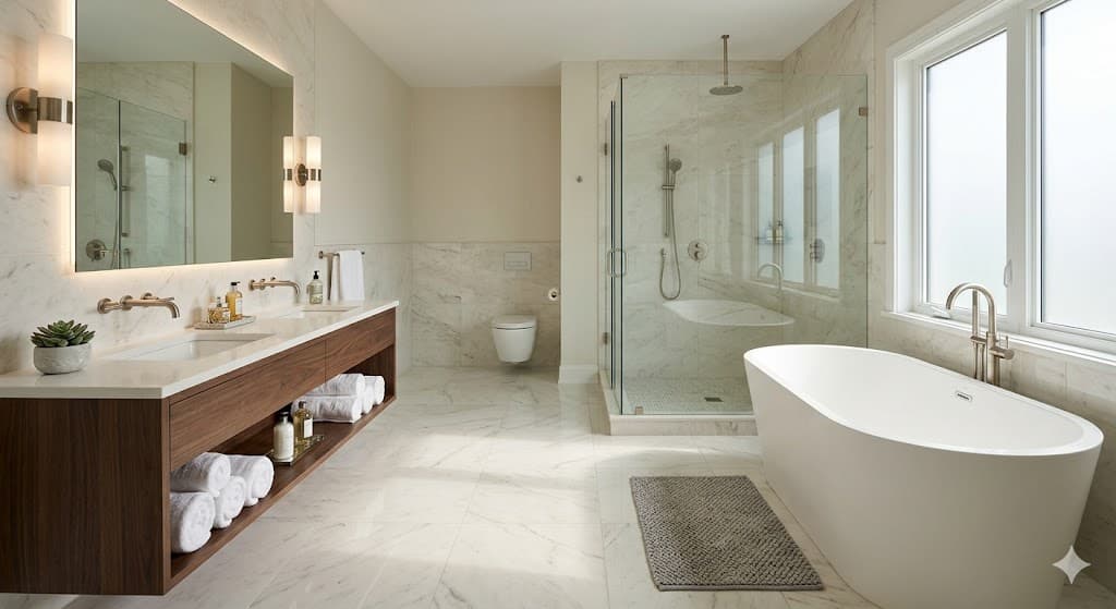 Bright Marble Master Bath