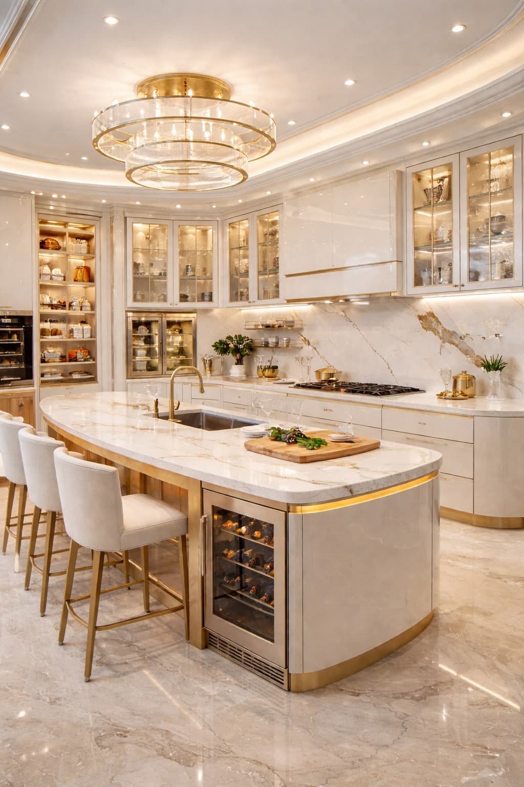 Cream & Gold Island Kitchen