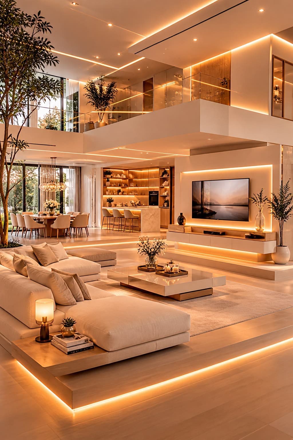Warm Minimalist Living Hall