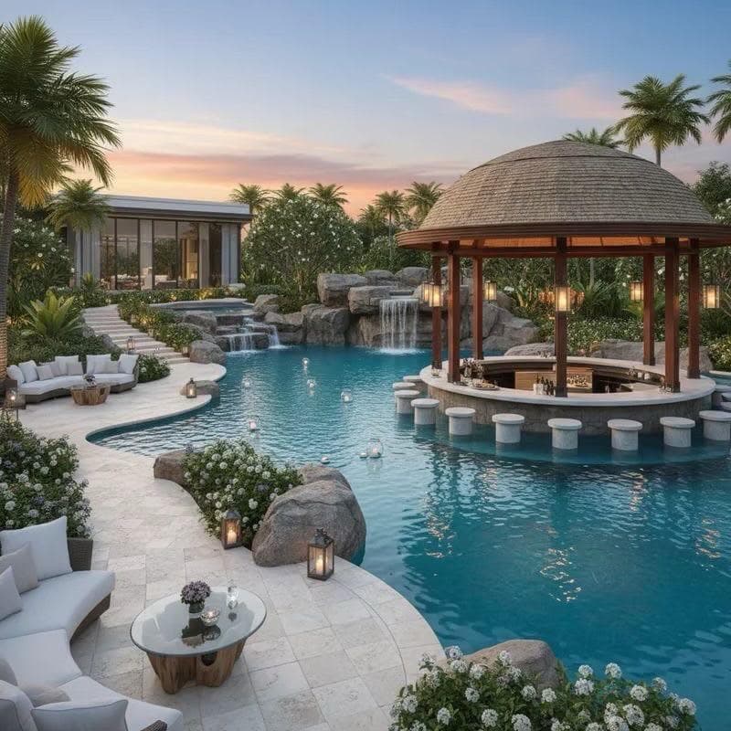 Lagoon Pool with Swim-Up Bar